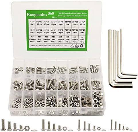1080 Pcs M3 Cross Pan Head Screws Bolts And Nuts Washers, Hex Socket UK