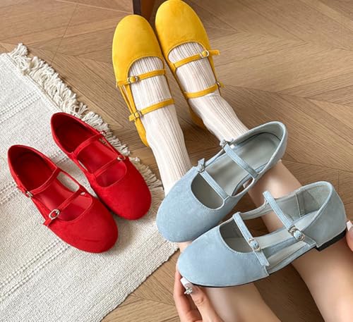 Women's Flats Shoes Round Toe Dressy Shoes Double Buckle Strap Ballet Flat for Women Middle Hollow Daily Casual Outing3