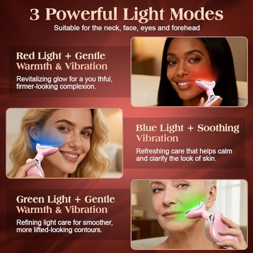 Image of Face and Neck Massager, Facial Sculpting Tool with Smart Vibration, Red-Light and EMS Modes, Heat Gua Sha Facial Tools for Women Daily Home Use (Pink)