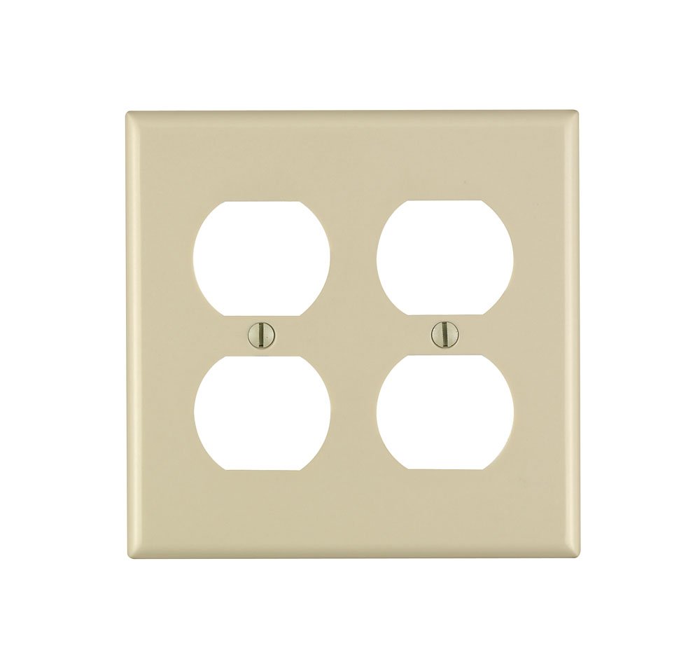 Photo 1 of 30 Pack Leviton 86016 2-Gang Duplex Device Receptacle Wallplate, Standard Size, Thermoset, Device Mount, Ivory Ivory Pack of 1