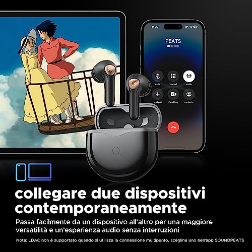 Air4 Lite Auricolari Bluetooth 5.3 Cuffie Bluetooth Hi-Res Audio Codec LDAC Cuffie wireless Semi in ear con 6 Microfoni per Chiamate,Driver da 13 mm, Multipoint, 30 Ore, Controllo APP - Gadget - Immagine 6