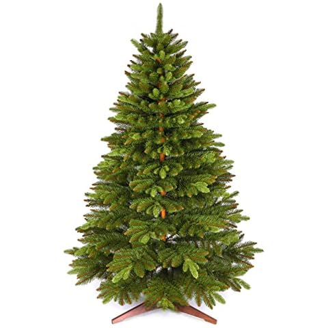 Premium Weihnachtsbaum künstlich 180cm TESTSIEGER - Naturgetreue Spritzguss Elemente, Made in EU - Künstlicher Weihnachtsbaum mit Holzständer und Aufbewahrungstasche -Tannenbaum künstlich Pure Living Cover