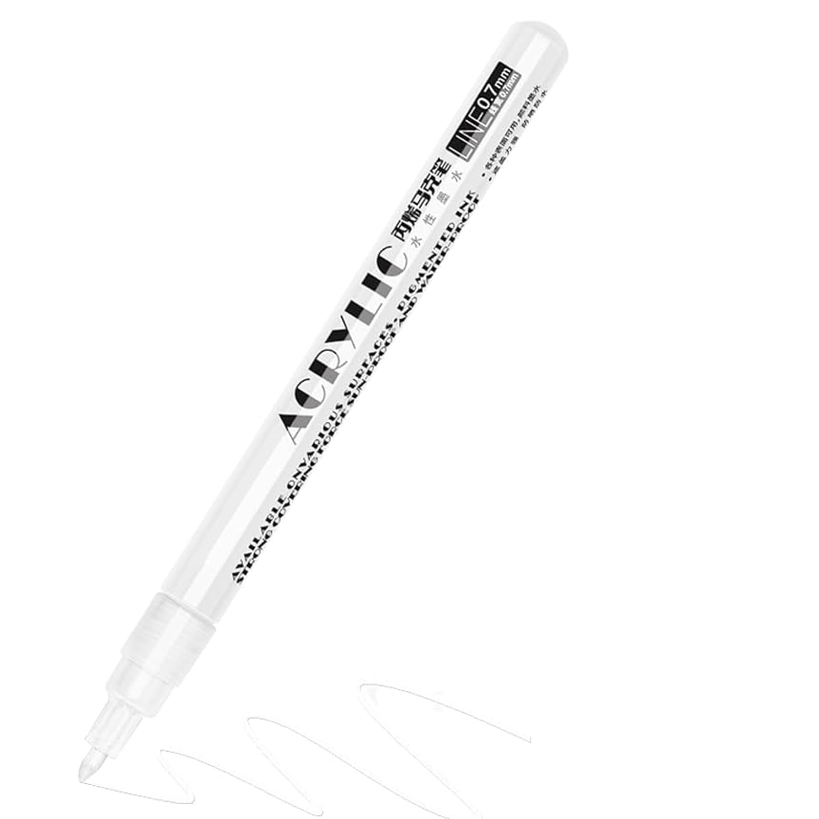 RiyaNed Rotulador permanente blanco, rotulador de 0.7 mm, marcador acrílico adecuado para madera, metal, vidrio, tela, piedra, (1 barra)