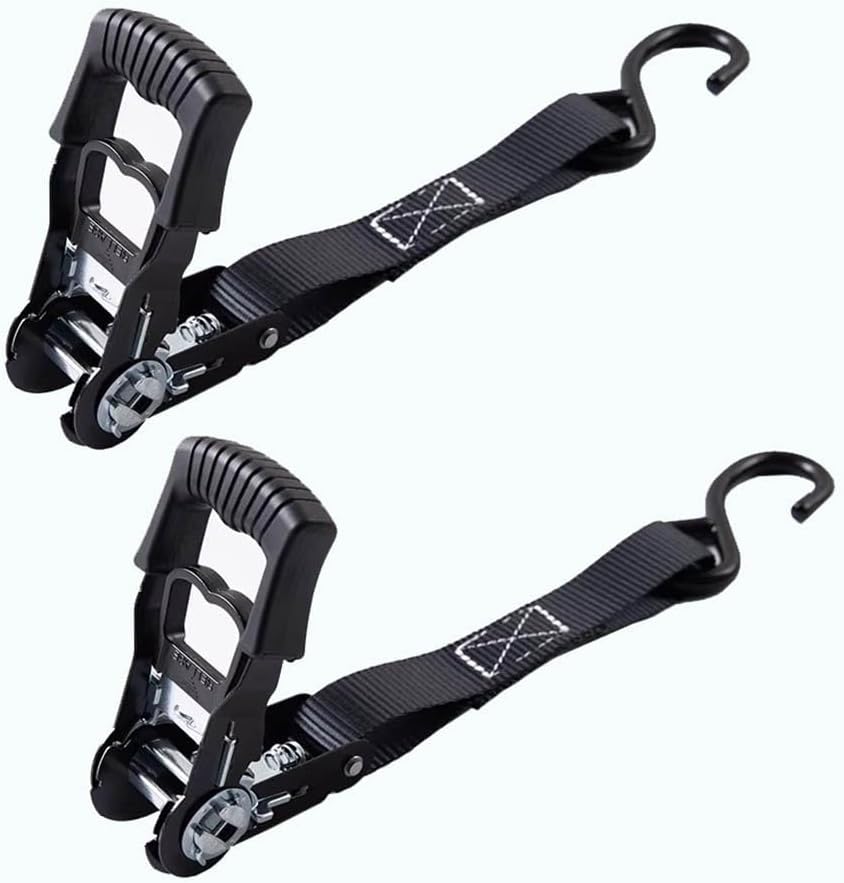 Tie Down Ratchet Straps Heavy Duty 25mm Wide Endless Cam Buckle Ratchet Straps 2000kg Load Capacity Adjustable Tensioning Straps for Motorcycles Trailer Kayak (2-Pack)(B,0.98in*3m/118in)