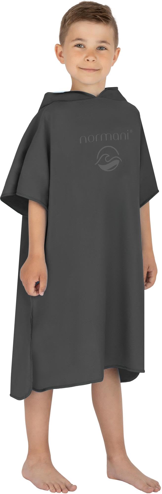 normani Kinder Mikrofaser Badehandtuch Strandtuch Badeponcho mit Kapuze aus 80% recyceltem Material für Jungen und Mädchen von 2-13 Jahren