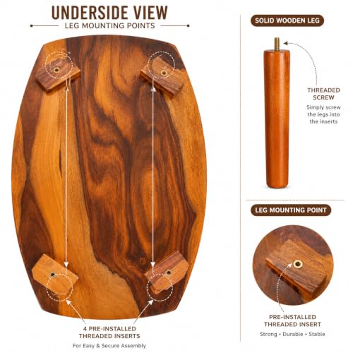 Image of Oval Solid Sheesham Wooden Coffee Table for Home | Living Room Center Table with Storage Shelf & Drawer | Modern Sofa Coffee Table