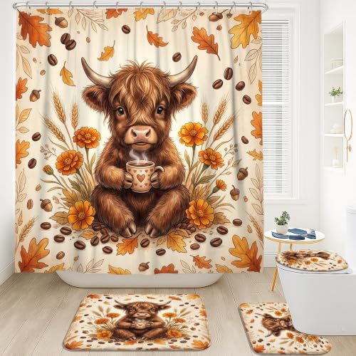 Rideau de douche imperméable anti-éclaboussures avec tapis