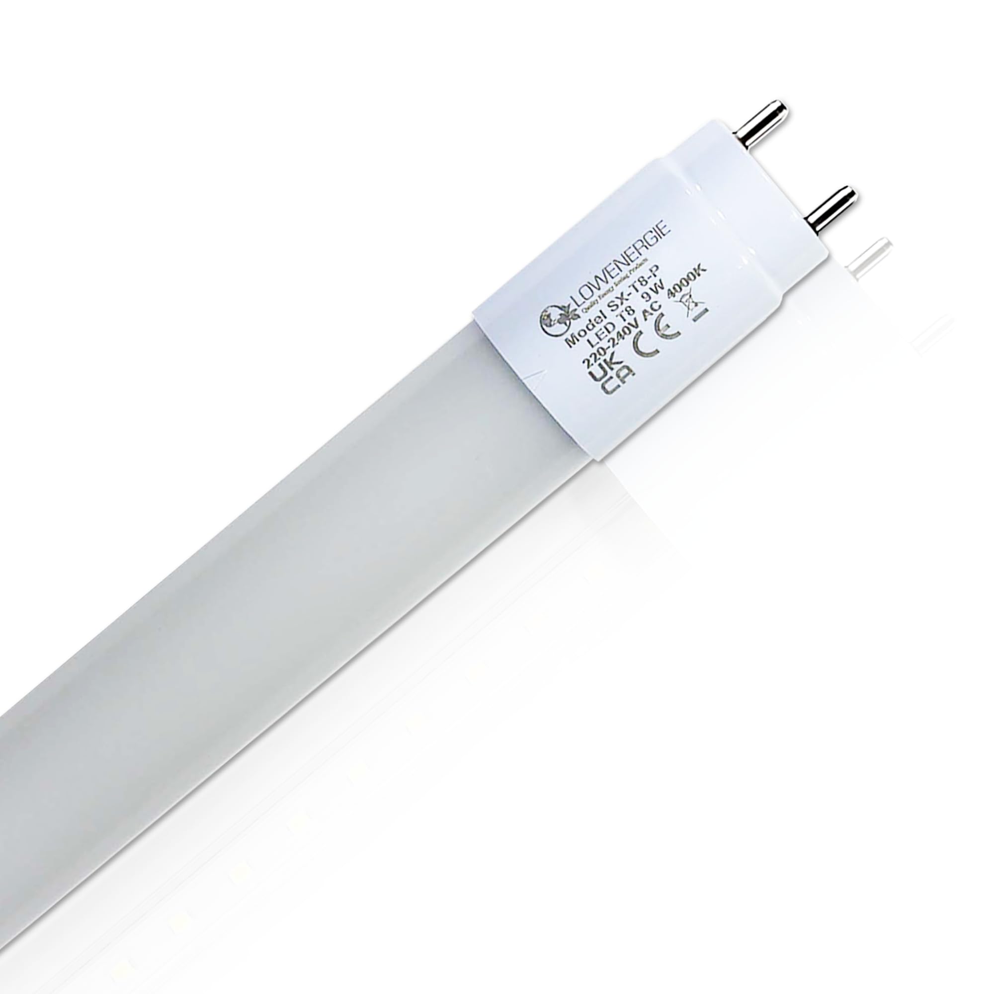 LOWENERGIE Polycarbonate Tube E, 2ft, 600mm, 4000K, Natural White, Frosted Finish, 9 watts, 1035 Lumens, 9Kwh/1000 Hours (25)