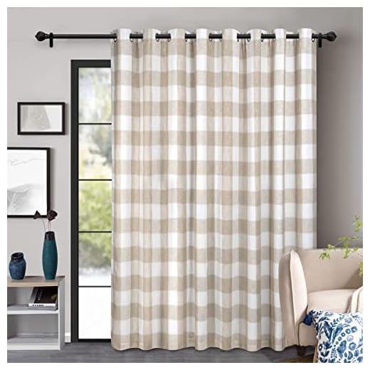 DriftAway Room Divider Curtain 84 Inches Long Blackout Privacy Patio Door Sliding Glass Door Curtains Extra Wide Closet Curtain for Bedroom Grommet Buffalo Check Plaid 108W X 84L Inch Taupe 1 Panel