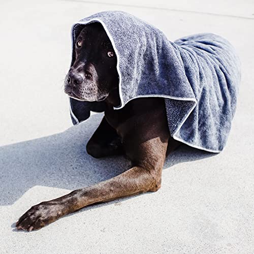 Wooflinen Microfiber Pet Bath Towel, 2-Pack, Ultra-Absorbent, Double Density, Machine Washable for Dogs and Cats