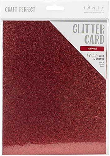 Papier cartonné pailleté rouge Craft Perfect Ruby Ritz 8.5x11 pour album de scrapbooking DIY