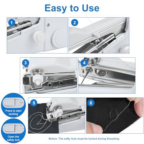 Mini-naaimachine, handnaaimachine voor beginners, kleine naaimachine voor stoffen, kleding, thuis en op reis - handnaaimachines, handnaaimachine UK, naaiaccessoires - perfect voor kleding en gordijnen - Image 4