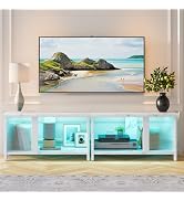 Pinmoco LED TV Stand for TVs up to 65'', Expandable Side by Side or Stacking TV Stand with Storag...