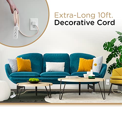 Cordinate Extensión con Protector de Sobretensión 3 Tomas 16 Gauge 245 Joules 3 m Cable Trenzado Enchufe Plano Marrón Modelo 37916 miniatura 3