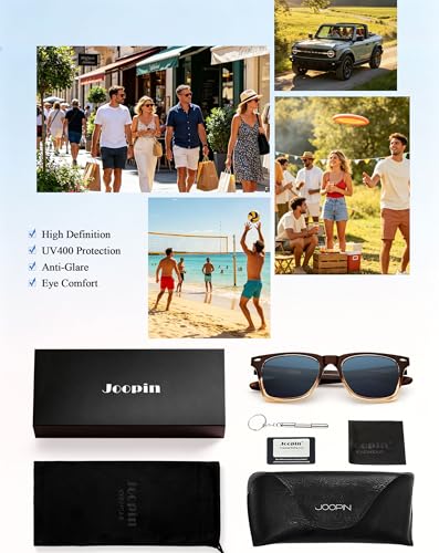 Image of Joopin Square Sunglasses Polarized UV Protection, Trendy Acetate Sun Glasses for Men Women Driving Beach