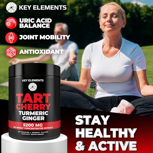 Key Elements [Ultra Strength] Tart Cherry Gummies Extract With Turmeric Gummies & Ginger - Natural Tart Cherry Supplement For Uric Acid Cleanse thumb #3