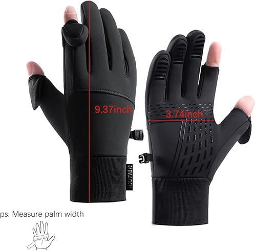 Miniatura 6 de Winter Fingerless Gloves for Men Women,Waterproof, Touchscreen, Thermal Sport Gloves for Fishing Running Cycling Driving Hiking(L)