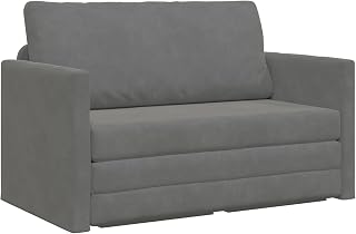 Schlafsofa Dunkelgrau 124x71x78 cm Samt, Modernes Sofabett mit Schlaffunktion, Kompakte Couch für Wohnzimmer & Gästezimmer, 2-Sitzer mit Metallrahmen & Weichen Kissen