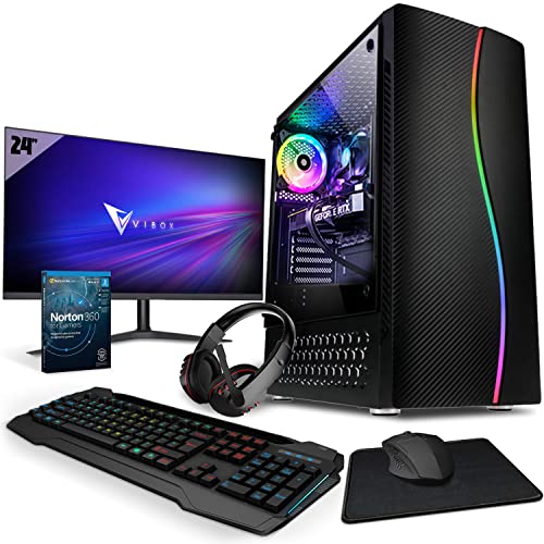 Vibox V-68 Gaming-PC - 24" Monitor-Paket - Quad-Core Intel 10100F Prozessor 4.3GHz - RTX 3050 8GB Grafikkarte - 16GB RAM - 240GB SSD - 1TB Festplatte - Windows 11 - WiFi