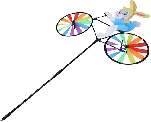 Miniatura 6 de Molino de viento 3D de animales en bicicleta, para jardín, jardín, césped, paisaje, suministros para niños, cumpleaños, decoración de fondo,