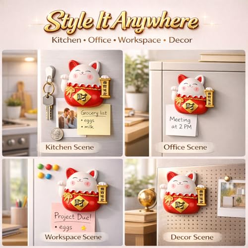 Imán decorativo gato de la suerte japonés de resina miniatura 7