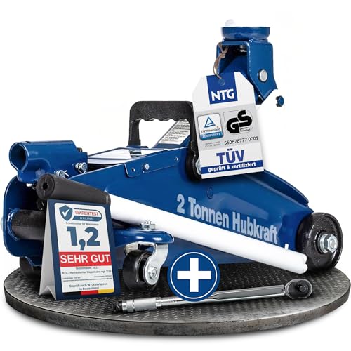 NTG Cric hydraulique de manœuvre 2to 2000kg 130-330 mm Atelier Automobile avec clé dynamométrique (WGH.2130.SET1)