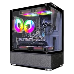STGAubron Gaming PC Computer Desktop, Radeon RX 470 8G, Intel 10th Gen G5905 3.5GHz, 16GB DDR4 RAM, 512GB SSD, 600M WiFi, BT 5.0, RGB Fan x5, Windows 11 Home