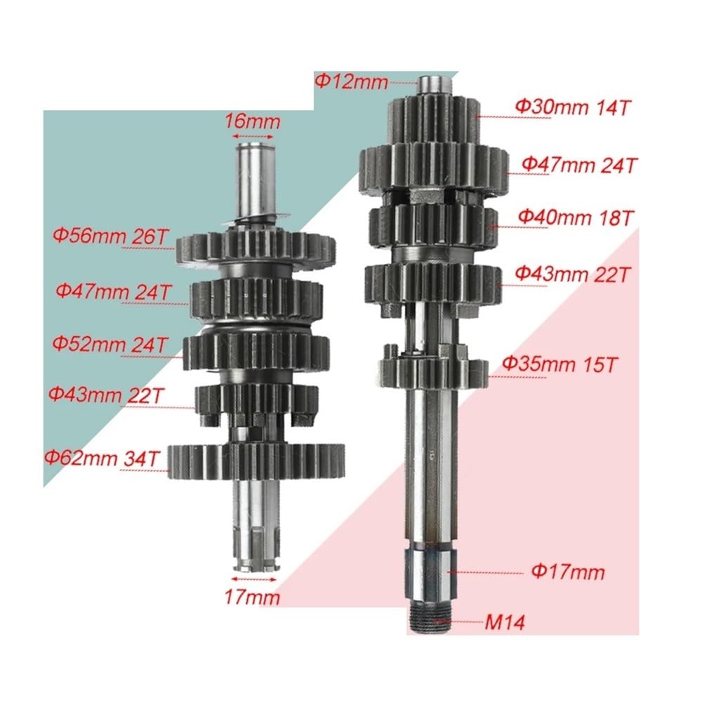Compatible con Motor ZongS ZS Z190 W190 190cc 1P62YML-2, Dirt Pit Bike, ATV, Quad, Motocicleta, Caja de Cambios de transmisión, Kit de Eje Contador Principal.