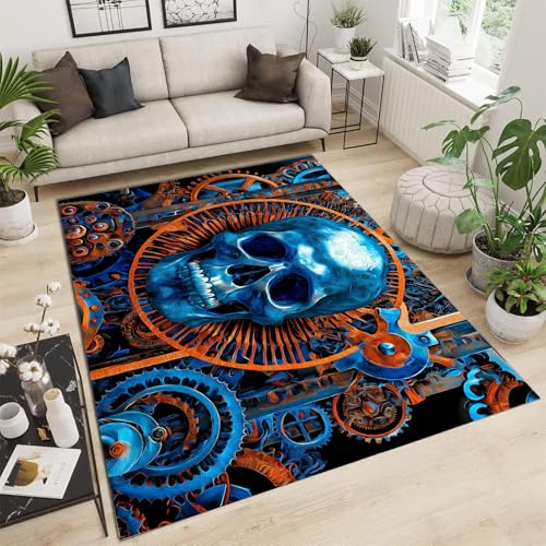 Tapis lavable en machine steampunk bleu avec envers antidérapant - 2