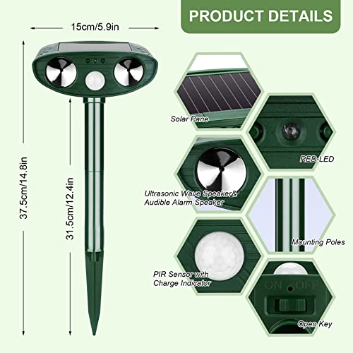 Lubatis 2 Pack Solar Animal Repeller Ultrasonic Animal Repellent Outdoor With Motion Sensor Animal Deterrent Waterproof For Cat Squirrel Deer Raccoon Skunk Rabbit Fox And More #TOP1