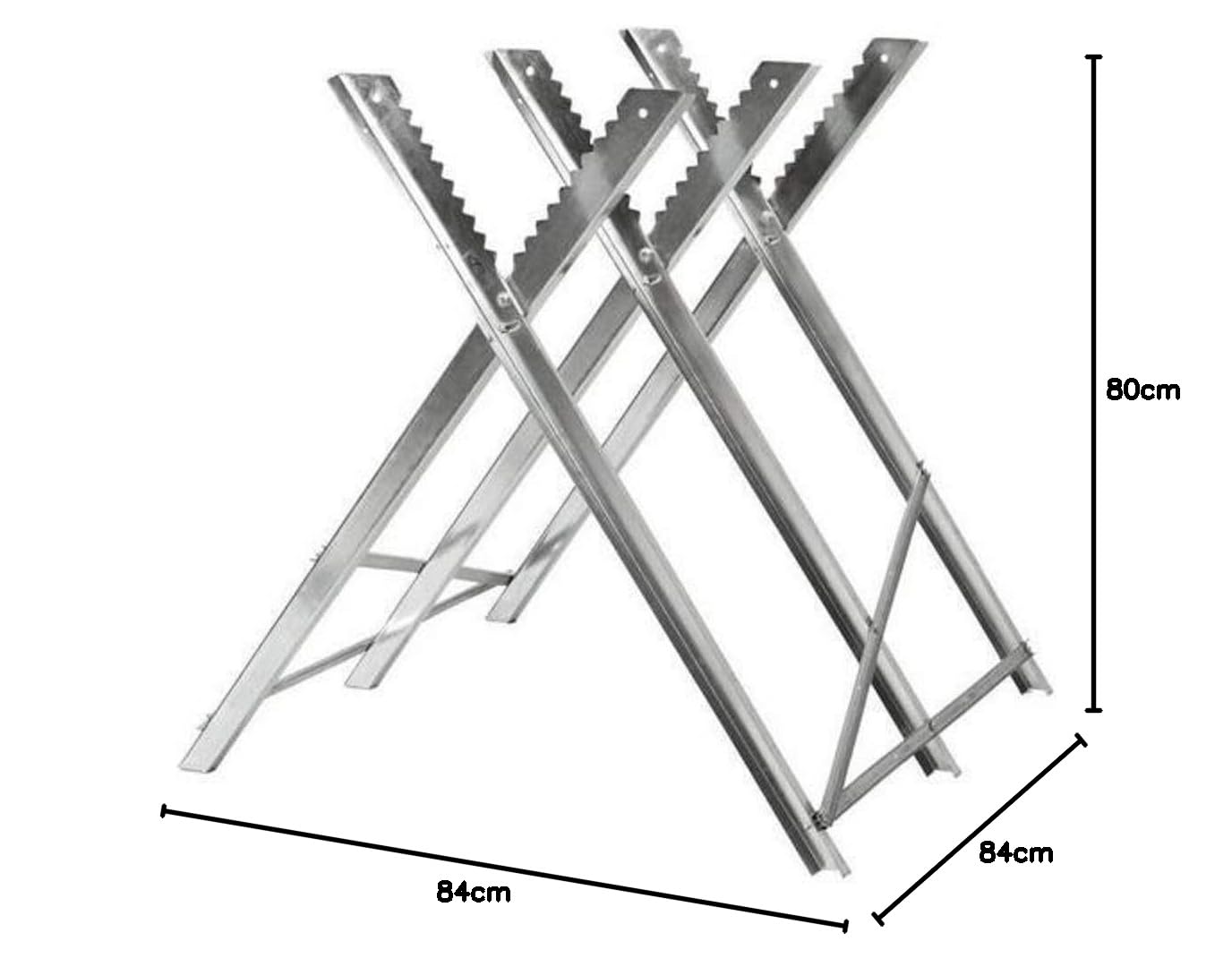 Chevalet de Scie pour Tronçonneuse - 3 Plis,Chevalet de sciage pliable 150 kg métal zingué jardin dents porte-bûches support de coupe tréteau de sciage tronçonneuse (84 * 80 * 80cm (trois colonnes))