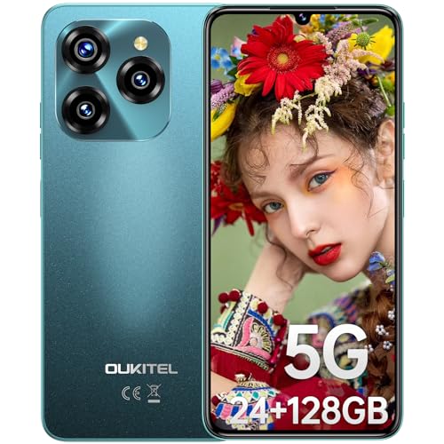 OUKITEL C50 5G [2024] Telefonos moviles Libres,Smartphone Android 14, 24GB RAM+128GB ROM/1TB, Cámara 50MP, Teléfono Móvil 6.8' HD+90Hz, 5150mAh, Móvil 5G Dual SIM/GPS/Face ID/Huella Dactilar - Verde