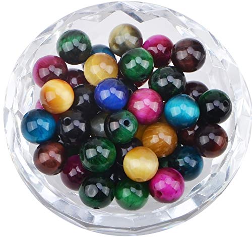 Image of 100PCS Multicolor Tiger Eye Beads, Smooth Surface, Loose 8mm Multicolor Tiger Eye Beads for Jewelry Making DIY Gifts, Necklaces, Bracelets, Yoga Bracelets (Multicolor Tiger Eye, 8MM)