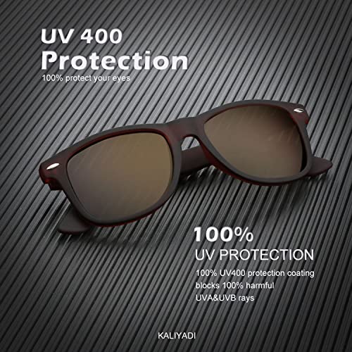 Image of KALIYADI Polarized Sunglasses for Men and Women Matte Finish Sun glasses Color Mirror Lens UV Blocking (3 Pack)