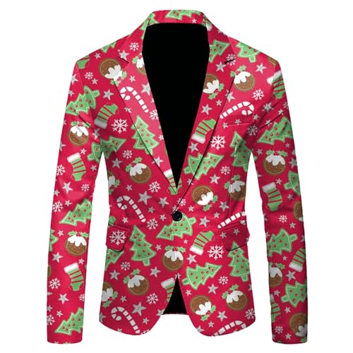 Veste de costume de Noël homme un bouton rouge, le cadeau idéal en 3XL