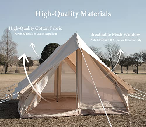 S'more Hommi Canvas Glamping Tent, 4-Season Camping Tent For Hiking And Backpacking, Large Cabin Tent Accommodate 4 Person, Ideal For Families Or Groups Of Friends #TOP4