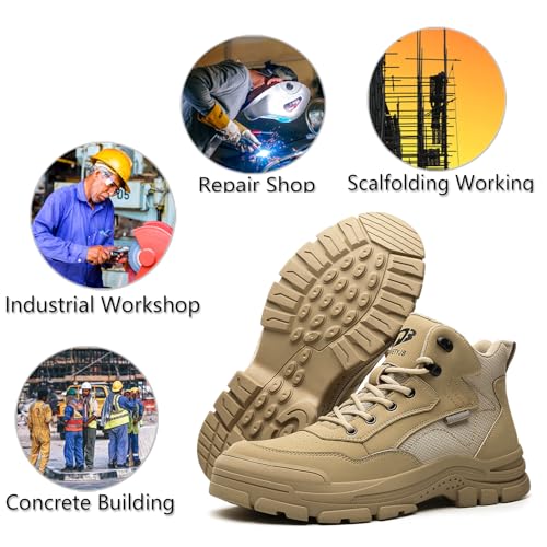 Image of ORISTACO Waterproof Steel Toe Work Safety Boots Lightweight Breathable Slip Resistant Construction Sneakers