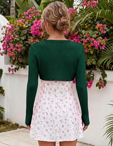 Image of Women's Long Sleeve Shrug Sweaters Knit Bolero Shoulder Open Cropped Cardigan