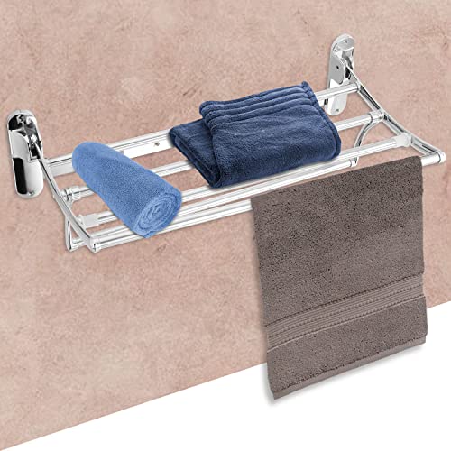 Image of LIMETRO STEEL Stainless Steel Folding Towel Rack for Bathroom /Bathroom Rack /Bathroom Hanger /Towel Stand /Towel Hanger (18 inch)