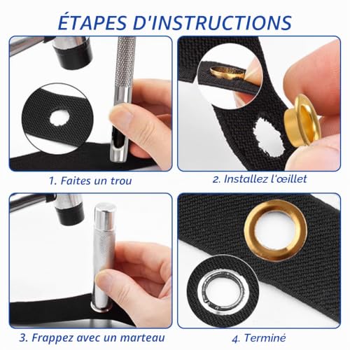 ANBOWEI Oeillets pour Couture 6mm, 400 Kits Outils à Œillets en Métal – vue 6