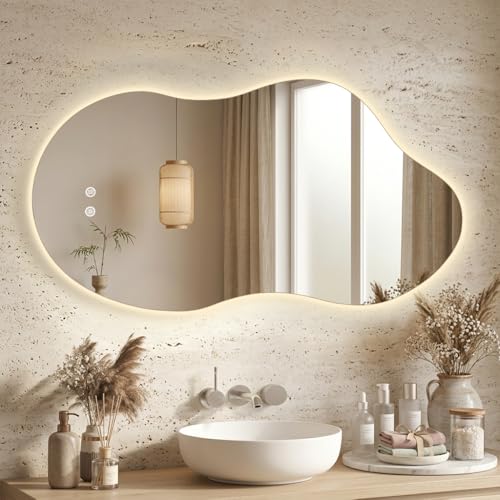 Image of Irregular Bathroom Wall Mirror 24x40 Inch Asymmetrical Mirror