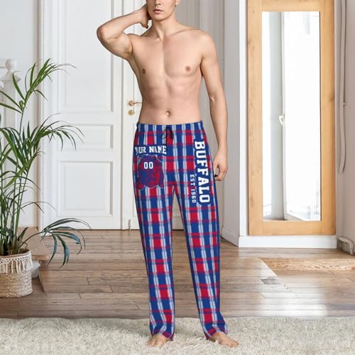 Men's Plaid Pajama Pants Custom Name Number Comfy Drawstring Pajama Lounge Sleep Pants with Pockets4