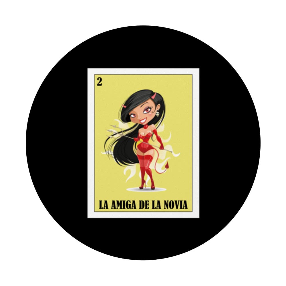 Funny Mexican Design for Weddings - La Amiga De La Novia PopSockets Swappable PopGrip, Black - Image 3