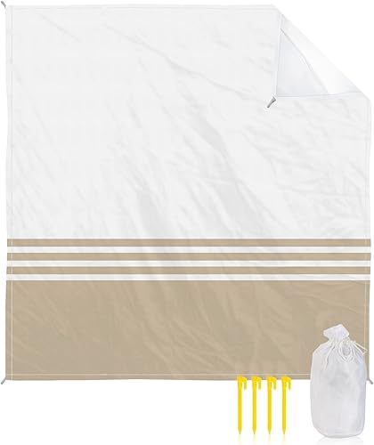 Manta de playa con diseño geométrico de rayas marrones, impermeable, impermeable, moderna, minimalista, sin arena, de secado rápido, artículos