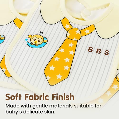 Image of Waterproof Spill Resistant Bibs, Baby Apron with Bib, Baby Bibs for 6 to 12 Months, Fastdry Bibs, Soft Cotton Bib (Set of 3)