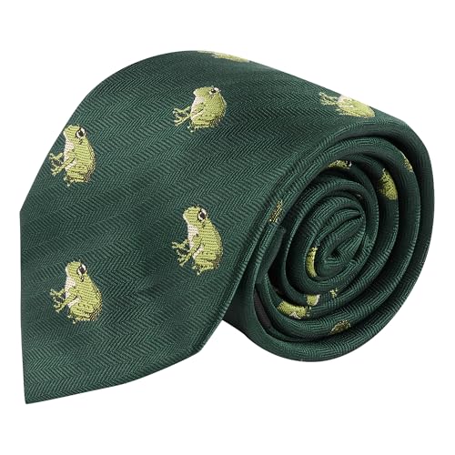 Cravate brodée grenouille vert foncé à chevrons accessoire de costume homme chic