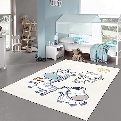 Teppich-Traum Tapis Enfant Doux crème Girafe-zèbre 120x170 cm