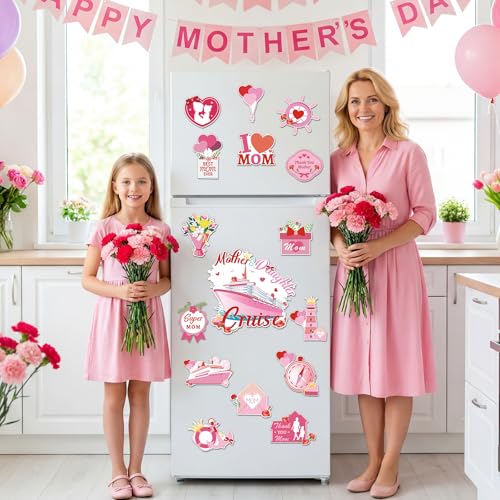 Decoración magnética para puerta crucero Madre e hija 16 piezas rosa miniatura 7