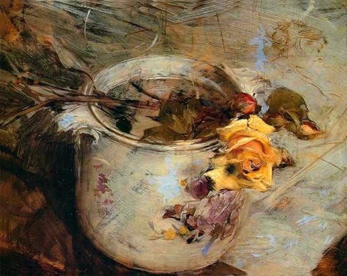 Pintura mural elegante La Rosa en Vaso Di Sassonia para salones y dormitorios