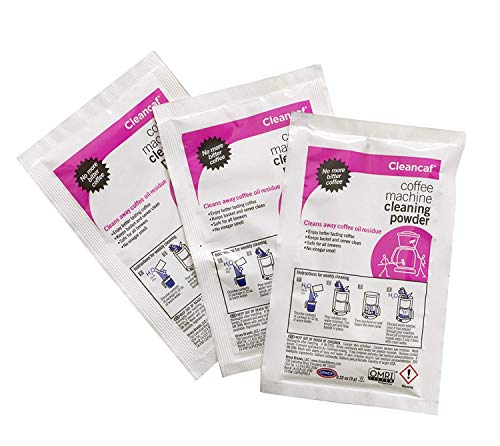 Urnex Coffee Maker and Espresso Machine Cleaner Cleancaf Powder - 2 Pack (6 Packets) - Safe on Keurig Delonghi Nespresso Ninja Hamilton Beach Mr Coffee Braun